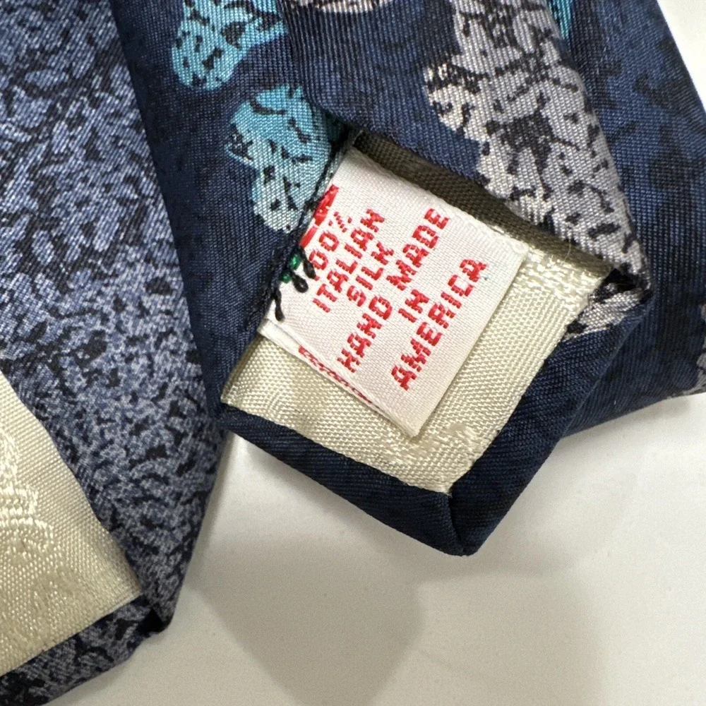 Christian St John Snow Man Navy Tie Design, Italian‎ Silk, Handmade, USA